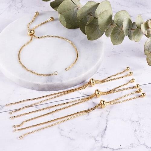 10Pcs Brass Adjustable Bracelet Bangle Plated Charm Link Slider Bracelets For Women Diy Jewelry Making Pulseira Feminina Браслет