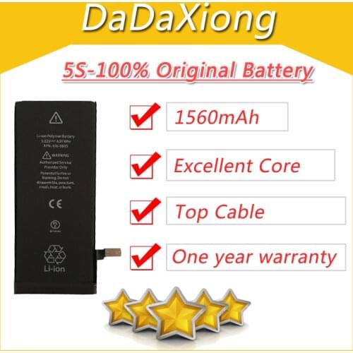 100pcs/lot DHL Excellent 1560mAh Core Protection board 3.7V Zero cyclic Battery for iPhone 5S 5GS replacement repair part 5S-AAA
