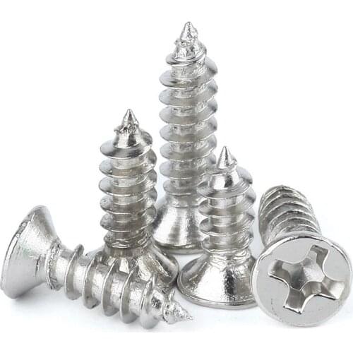 100Pcs M1.0 M1.2 M1.7 M2 M2.3 KA Nickel-plated Flat Head Self-tapping Screw Electronic Small Screws