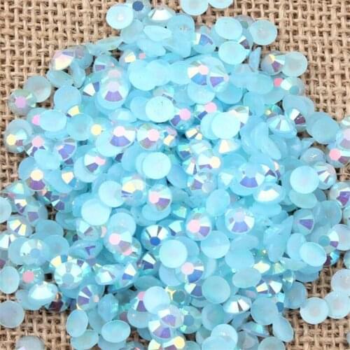2MM 3MM 4MM 5MM 6MM Bling Mint Blue Jelly AB Color Non HotFix Resin Rhinestones Flatback Stone no Glue for Arts Decoration
