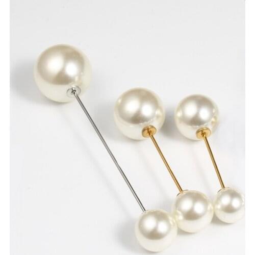 2pc Imitated White Pearl Screw on Brooch Boutonniere Stick Safety Lapel Pin Women Brooche Badge Scarf Dress Suit Jewelry Gifts