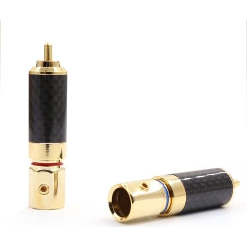 4PCS HI-End Performance Brass Gold Plated screw locking RCA Plug