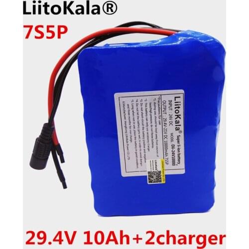 HK LiitoKala 24v 10ah 7S5P battery pack 15A BMS 250w 29.4V 10000mAh battery pack for wheelchair motor electric power