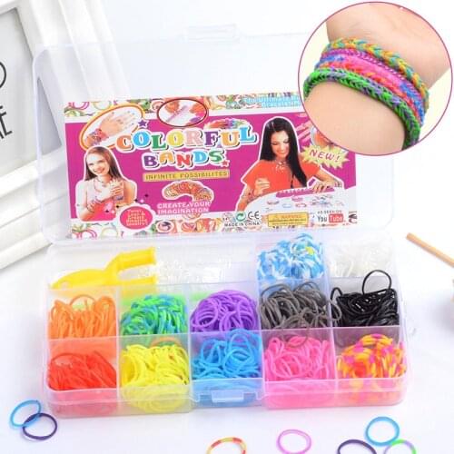 1Box 15-Grid Rainbow Color DIY Handmade Girl Hair Rubber Bands Elastic Colorful Kids Girl Hair Accessories Nice Gift