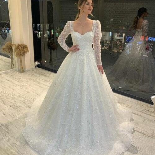 Bohemian Wedding Dress 2021 Long Sleeve Sweetheart A-Line lace Up Back Bridal Gowns Charming For Women Robe de Mariee Backless