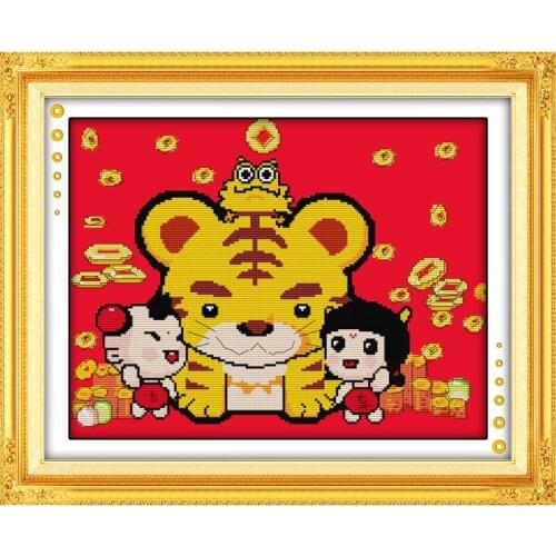 Everlasting Love Prosperous Chinese Cross Stitch Kits Ecological Cotton Stamped Printed 11CT DIY New Year Decorations For Home