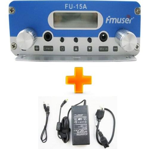 FMUSER FU-15A 15 Watt 15W PLL Stereo FM Zender Transmitter Power Audio Cable Radio Station For Church, Car