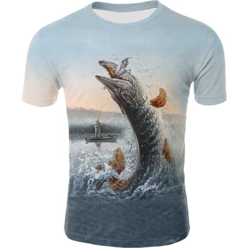 Fishing 3D T-shirt men and women hip-hop casual T-shirt 3D printing fun fish Harajuku funny fishing rod O-neck T-shirt XXS-6XL