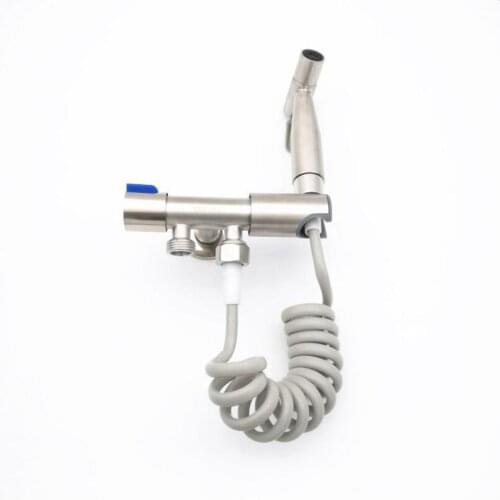 G1/2 304 Stainless Steel One In And Two Out Multifunctional Angle Valve, No Need To Drill Toilet Companion Spray Gun Set, Faucet