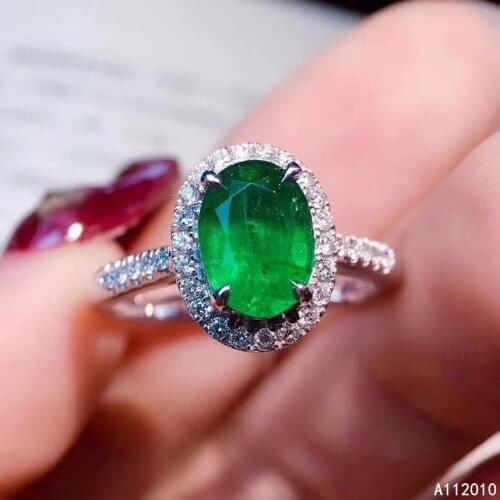 KJJEAXCMY fine jewelry 925 sterling silver inlaid natural gemstone Emerald noble Womans new ring Support test hot selling
