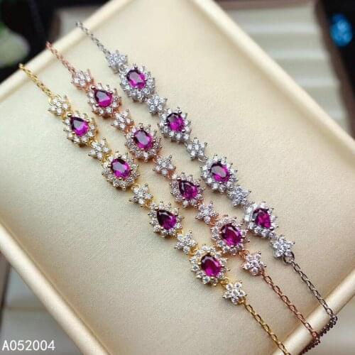 KJJEAXCMY Fine Jewelry 925 Sterling Silver inlaid gemstone garnet women hand bracelet fashion support detection