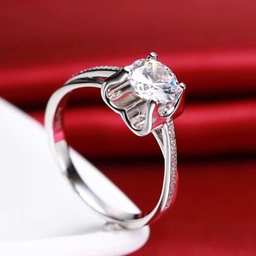 Moissanite ring with D Color VVS1 Excellent Cut Women Engagement Gift Lab Diamond Real 925 Solid Silver