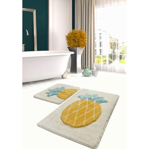 Pineapple 2 Set Bath Mat Washable, Anti-Slip Soles