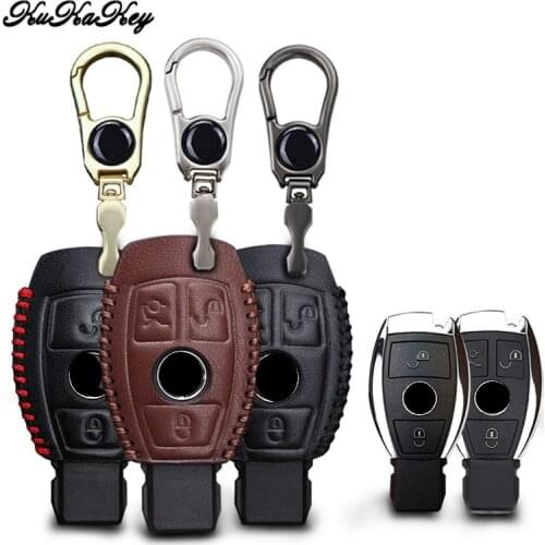 KUKAKEY Leather Car Key Case Cover for Mercedes Benz CLK ML SLK B C E S Class Keychain Shell Car Styling Accessories