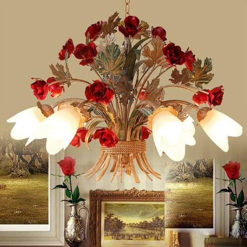 Led e27 European Iron Glass Flower Shaped LED Lamp LED Light.Pendant Lights.Pendant Lamp.Pendant light For Dinning Room Foyer