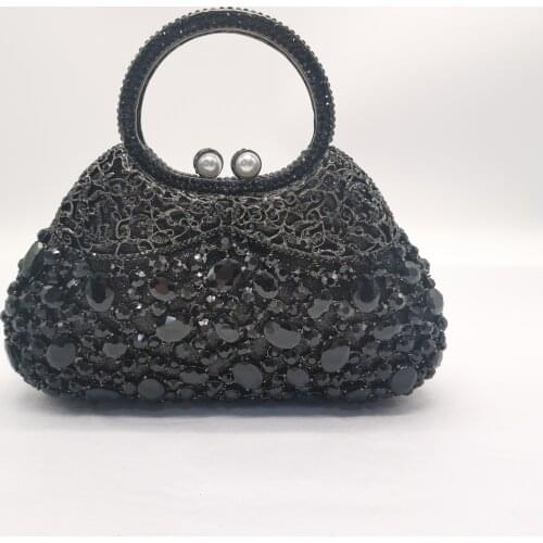 Xiyuan bag store Hollow Out Crystal Evening Purse Women Fashion Minaudiere Handbag Wedding Party Diamond Floral Clutch Bag Gift