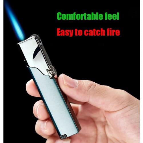 Metal Flint Lighter Grinding Wheel Windproof Blue Flame Gas Butane Lighters Inflatable Cigarette Cigar Smoking Accessories 2021