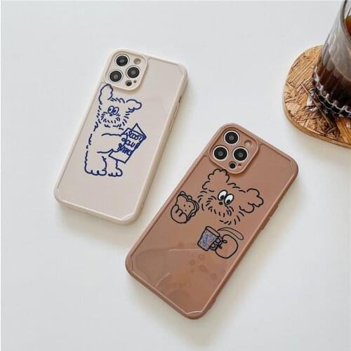 Cute Cartoon Korean Style Phone Cases For iPhone 12 Mini 11 Pro XS MAX XR X 8 7 Plus SE 2020 Fashion Straight Edge TPU Cover