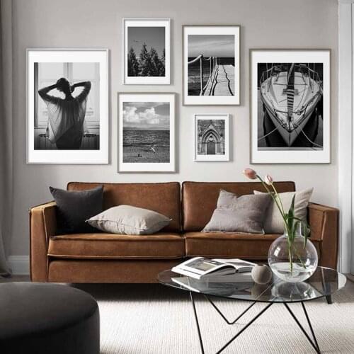 Nordic Canvas Art Fashion Girl Posters and Prints Wall Picture Monochrome Painting Home Decor for Living Room Wall Decor
