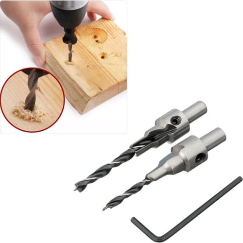 3PCS Set HSS Woodworking Countersink Drill Bit Set 1/4 Quick Change Hex Shank Screw Carpentry Reamer Chamfer Mill