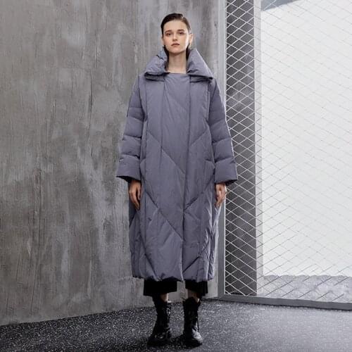 Oversized supuer longer down coats Winter womens bat sleeved fluffy duck down coat female high collar warm down parkas F2577