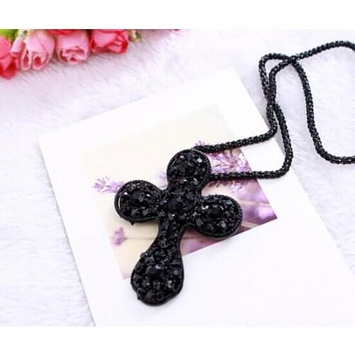 Black crystal cross necklaces/cruz/jesus wholesale/kpop collar/colar collier femme/bisuteria/collar/neckless women/neclace/preto