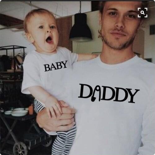 Baby Daddy Family Matching Clothes Big Litter Man T Shirt Daddy and Me Outfits Father Son Dad Baby Boy Kid Look Summer Clothing