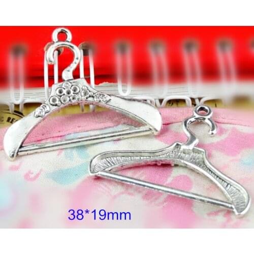 60 pcs Clothes Hanger Charms,38*19mm Antique Metal Tone,miniature hanger Pendant,Jewelry Supplies - Free Shipping
