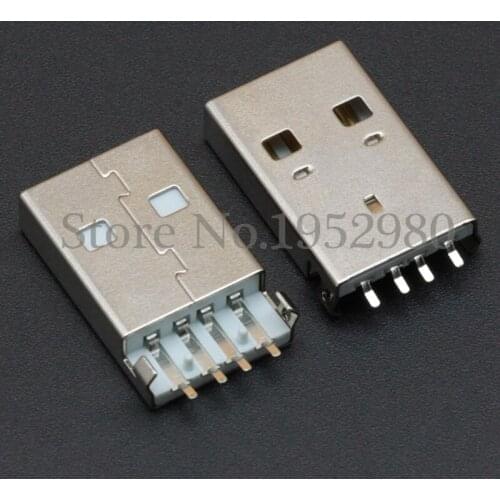 10PCS USB 2.0 Connector Male Socket AM 180 Degree with Locating Pin Offset White Plastic A Type Plug