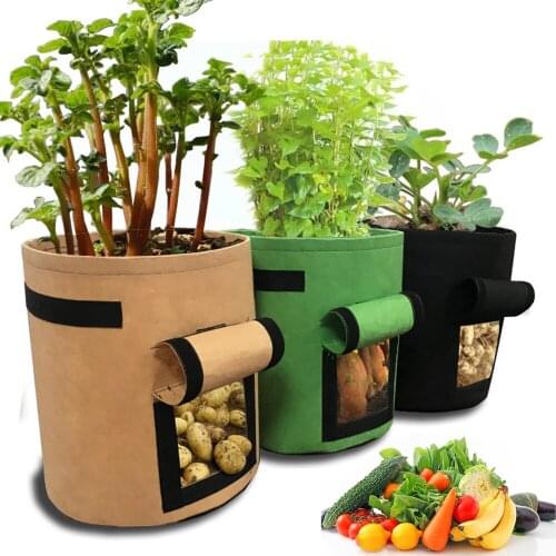 DIY Potato Planting Container Bag Tomato PE Cloth Planting Flowerpot Tomato Strawberry Mushroom Seeding Bag Gardening Grow Bag