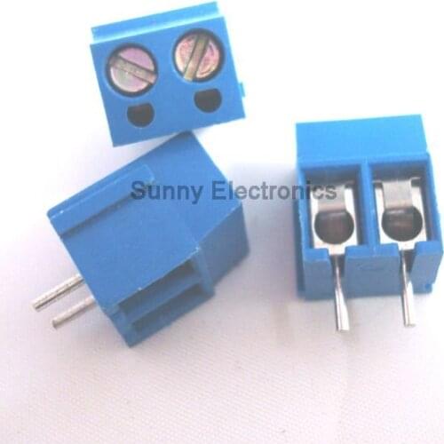 Blue 5.0mm 2 pin Screw Terminal Block Connector 50PCS