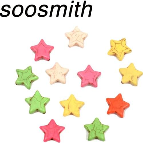 Soosmith Beautiful Turquoises Star Shape 14MM Natural Stone Beads For Jewelry Making Loose Beads Accessories Diy Bracelet Gifts