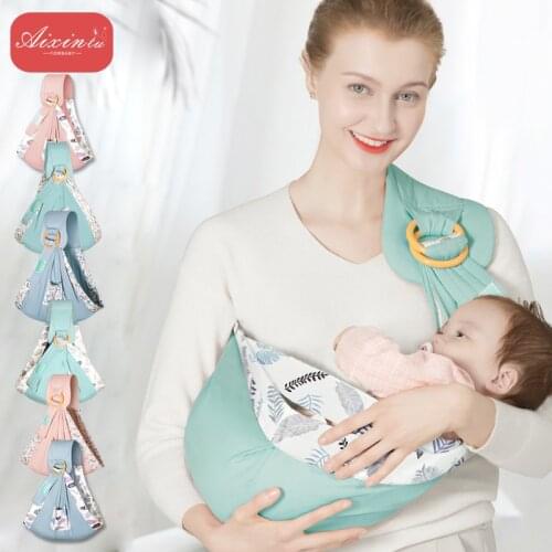 Baby Wrap Sling Carrier Infant Toddler Carrier Bag Fabric Cotton Floral Soft Comfortable Dual Use Breast-feeding Nursing Cover