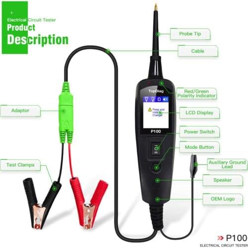 Original JDIAG P100 New Generation Power Probe Function Circuit Tester Electrical System Diagnostics Tool Powerscan PT 100
