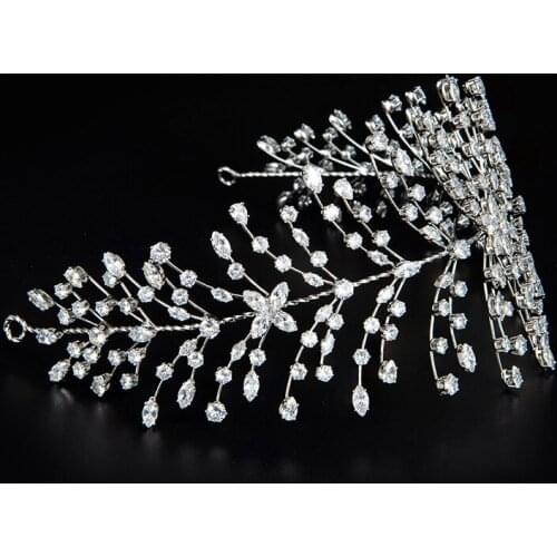 European Style Ultra-luxury Zircon Inlayed Diamante Crown Bride Tiaras Wedding Dress Hair Accessories