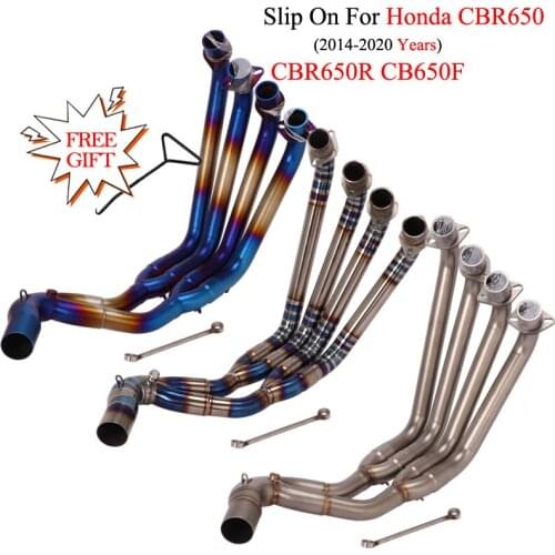 Titanium Alloy Slip On For Honda CBR650 CB650R CB650F CBR650F 2014 - 2020 Motorcycle Exhaust Escape Front Middle Link Pipe 51mm