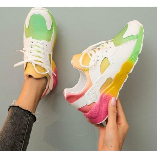 Shoes for Women 2021 Fashion Multicolor Breathable Walking Neon Sneakers Cosy Leisure Flats Shoes Big Size 43 Zapatillas Mujer