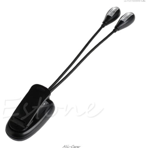 2021 Flexible 2Dual Arms Clip On 4LED Light for Book Reading Camping Hiking Lamp Bulb