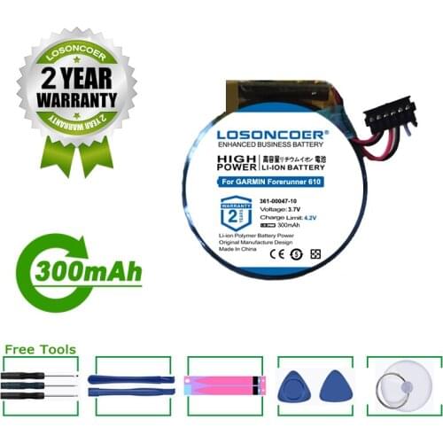 LOSONCOER Battery 300mAh 361-00047-10 Battery For GARMIN Forerunner 610 361-00047-10 GPS Watch