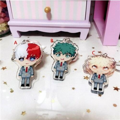 My Hero Academia Izuku Midoriya Katsuki Bakugo Acrylic Keyring Pixel Keychain Wallet phone mobile key belt gift cosplay