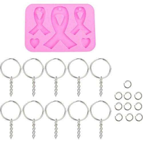 Handmade AIDS Cancer Awareness Bow Keychains Resin Mold Silicone Red Ribbon Bow Epoxy Resin Mold Jewelry Making Tools