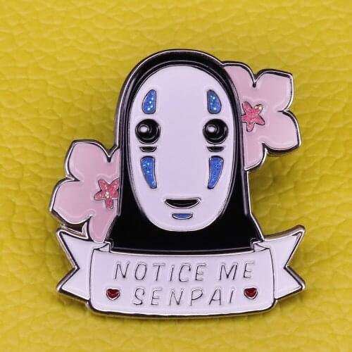 No Face pin Notice me senpai sakura Spirited Away brooch Miyazaki Ghibli cute cartoon anime badge