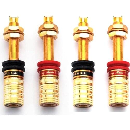 Hifi Audio 4pcs Gold Plated OFC CMC 838L-G Speaker Amplifier Binding Post Terminal Banana Plug Socket Output Connector