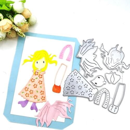 Julyarts Girl Metal Dies for Card Making New for 2021 Carbon Steel Metal Cutting Dies Scrapbooking Decorative Paper Cards
