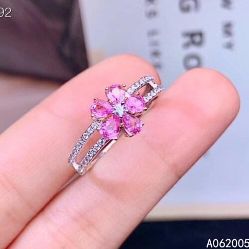 KJJEAXCMY fine jewelry 925 sterling silver inlaid natural pink sapphire new Female ring lovely Support test hot selling