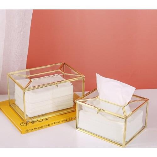 Box Disposable Napkins Metallic Glass Nordic Luxury Chuangdian Tissue Holder Car Toilet Storage Containers Home Decor Organizing