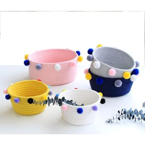 Colorful balls Desktop Storage Box Cotton Rope Weave Sundries Storage Basket Cosmetic Underware Storage Organizer