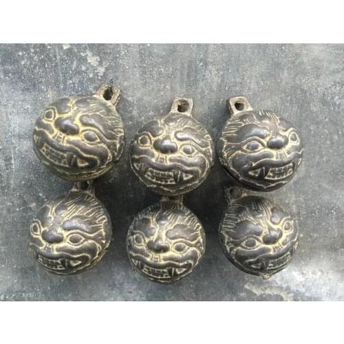 Qing Dynasty tiger head copper bell / horse bell, antique collection,1pc