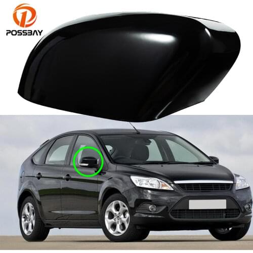 POSSBAY 2 Pieces Rearview Mirror Cover Rear View Cap Gloss Black Fit for Ford Focus MK2 MK3 Sedan Turnier Hatchback DYB C15