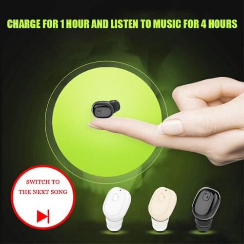 Ultra Mini Wireless Single Earphone Hidden Small Bluetooth 3 hours Music Play Button Control Earbud With Charge Case